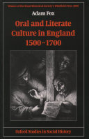 Oral and Literate Culture in England, 1500-1700
